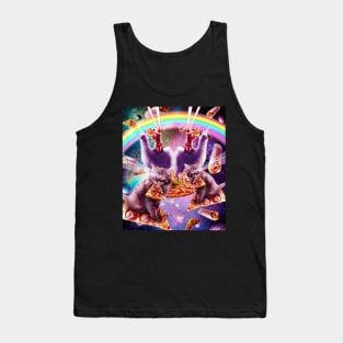 Laser Pizza Cat On Llama, Lazer Kitty Cats In Rainbow Space Tank Top